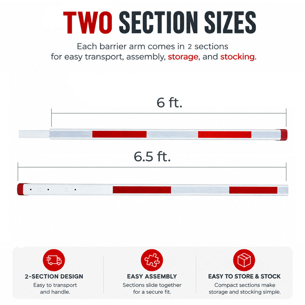 ASE TECHNA LED Lighted Barrier Gate Arm 11' Coverage (2-Piece Kit)