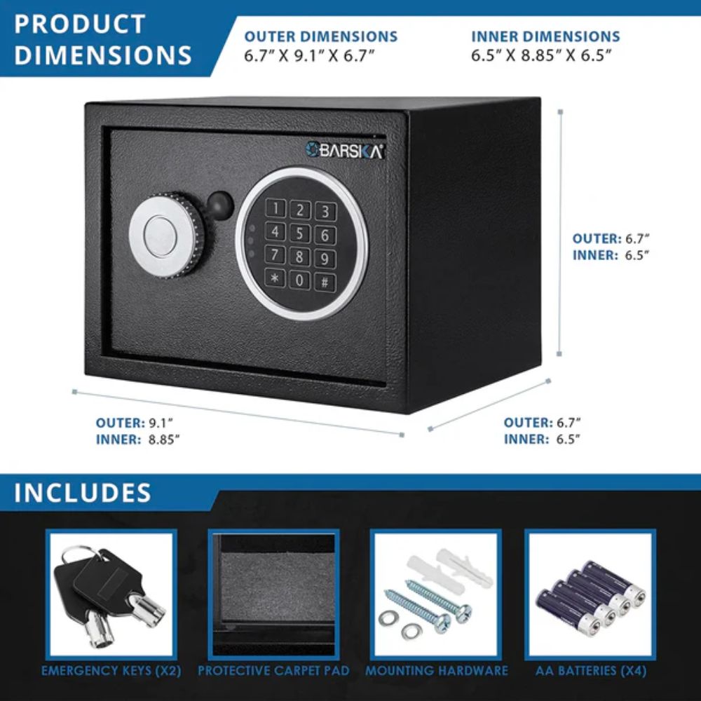 Barska 0.22 Cu. ft Digital Keypad Security Safe | All Security Equipment