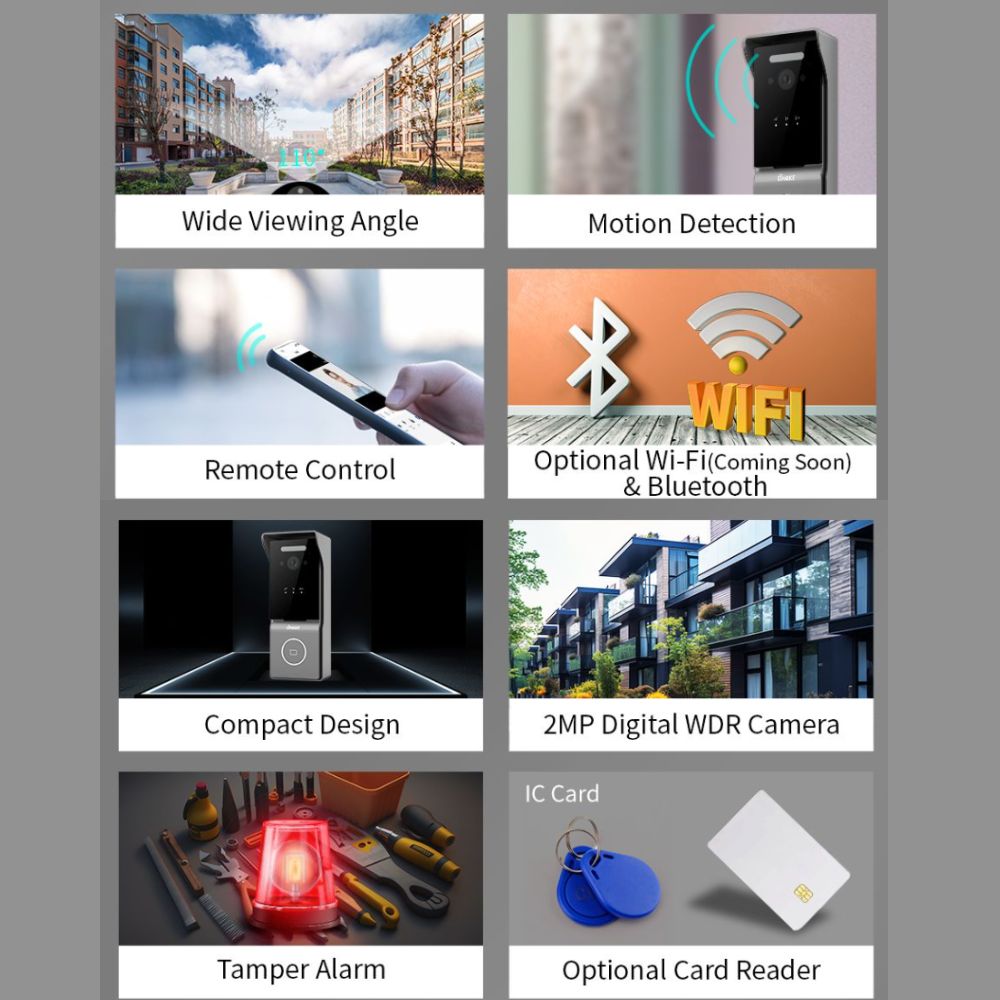 DNAKE C112A Wired Smart WiFi Video Doorbell with Key Fob Reader, 1080P HD Camera, Bluetooth, PoE or 12V, Surface Mount with 5 App License