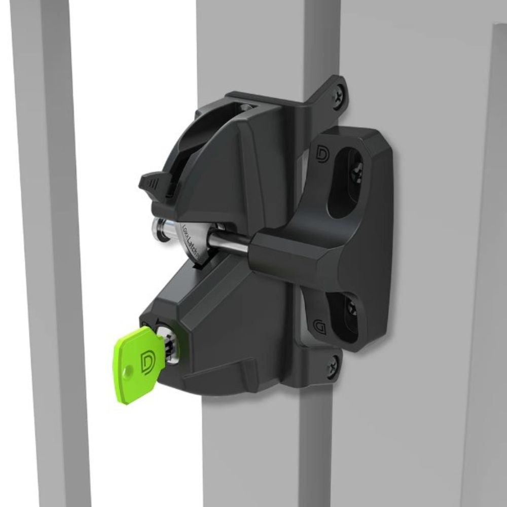 D&D Technologies LokkLatch Plus Gate Latch Keyed-Different Black LL3PWD