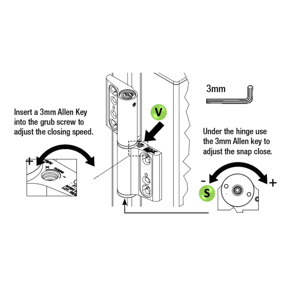 D&D Technologies 77180743 SureClose MK180 180º Hydraulic Gate Closer Set - Adjustable Aluminum | ASE