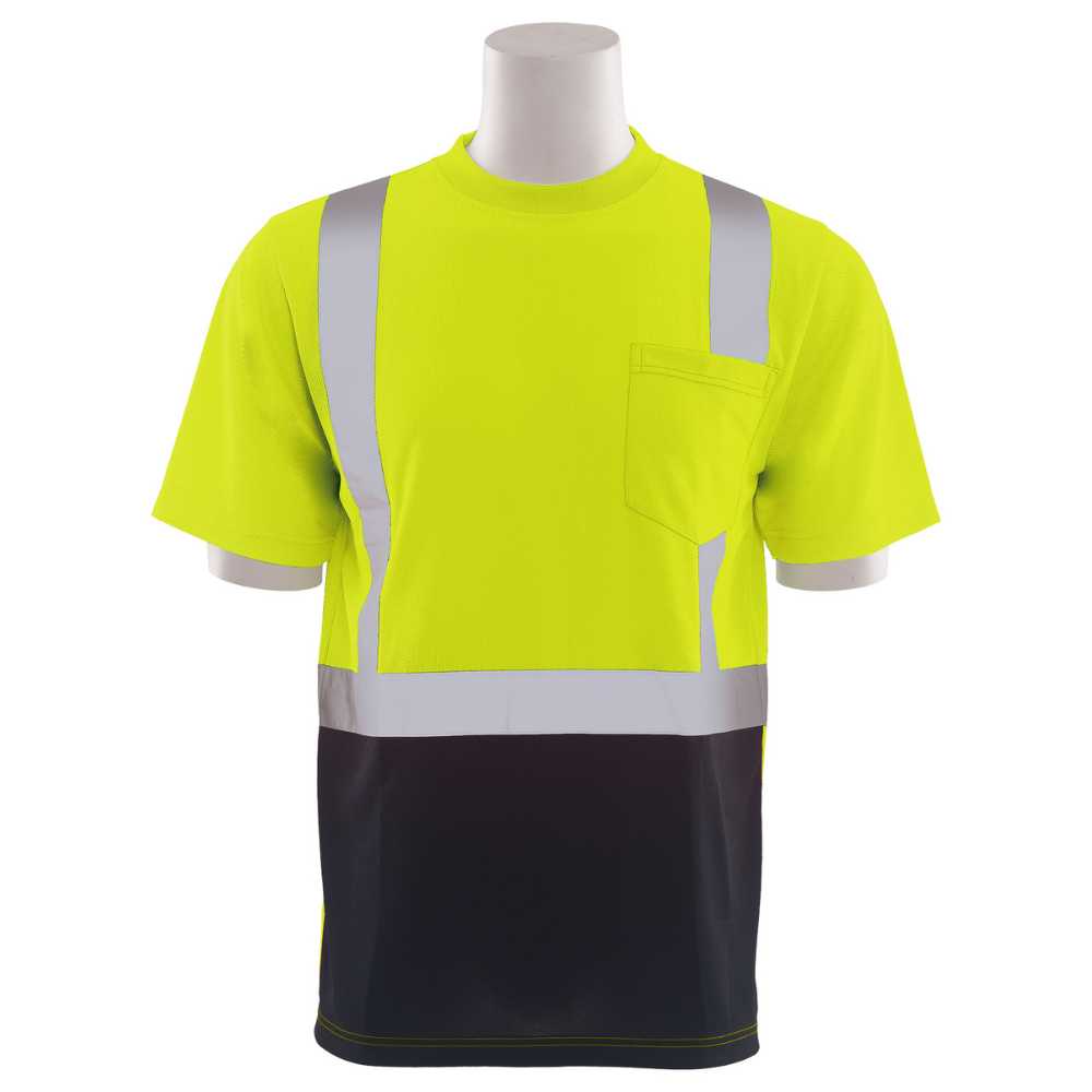 ERB Safety 9601SB Short Sleeved T-shirt w/ Black Bottom (Lime)