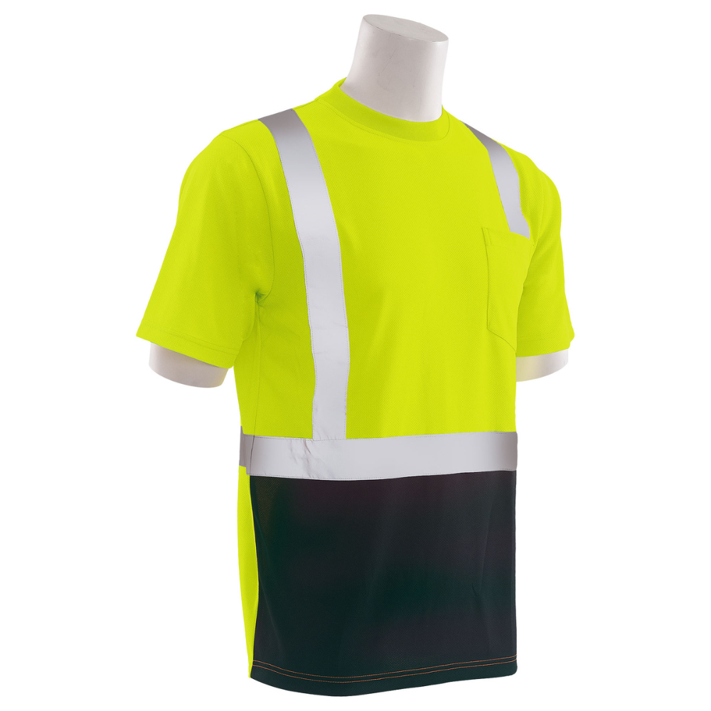 ERB Safety 9601SB Short Sleeved T-shirt w/ Black Bottom (Lime)