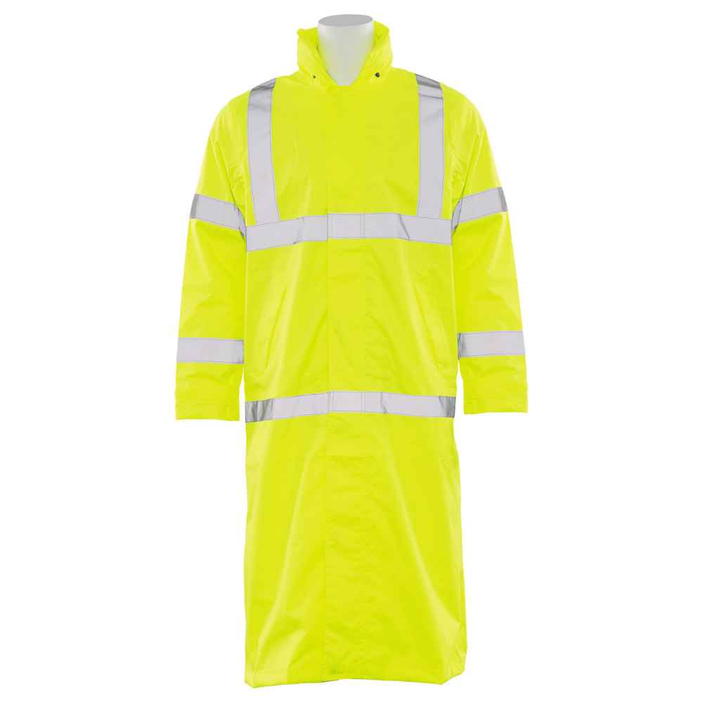 ERB Safety S163 Class 3 Long Rain Coat (Hi-Viz Lime)
