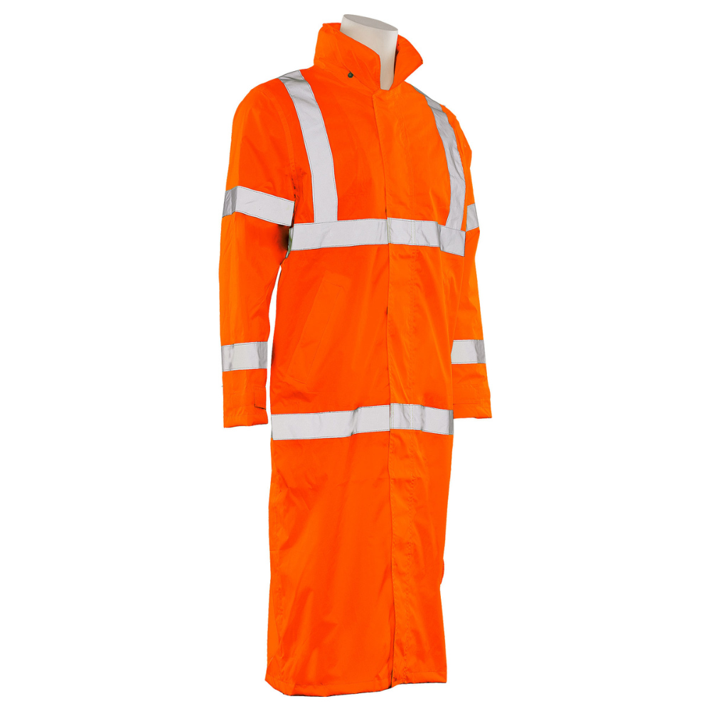 ERB Safety S163 Class 3 Long Rain Coat (Hi-Viz Orange) Pack of 2