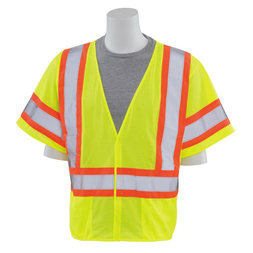 ERB Safety S682P Class 3 Contrasting Trim Mesh Vest (Lime)