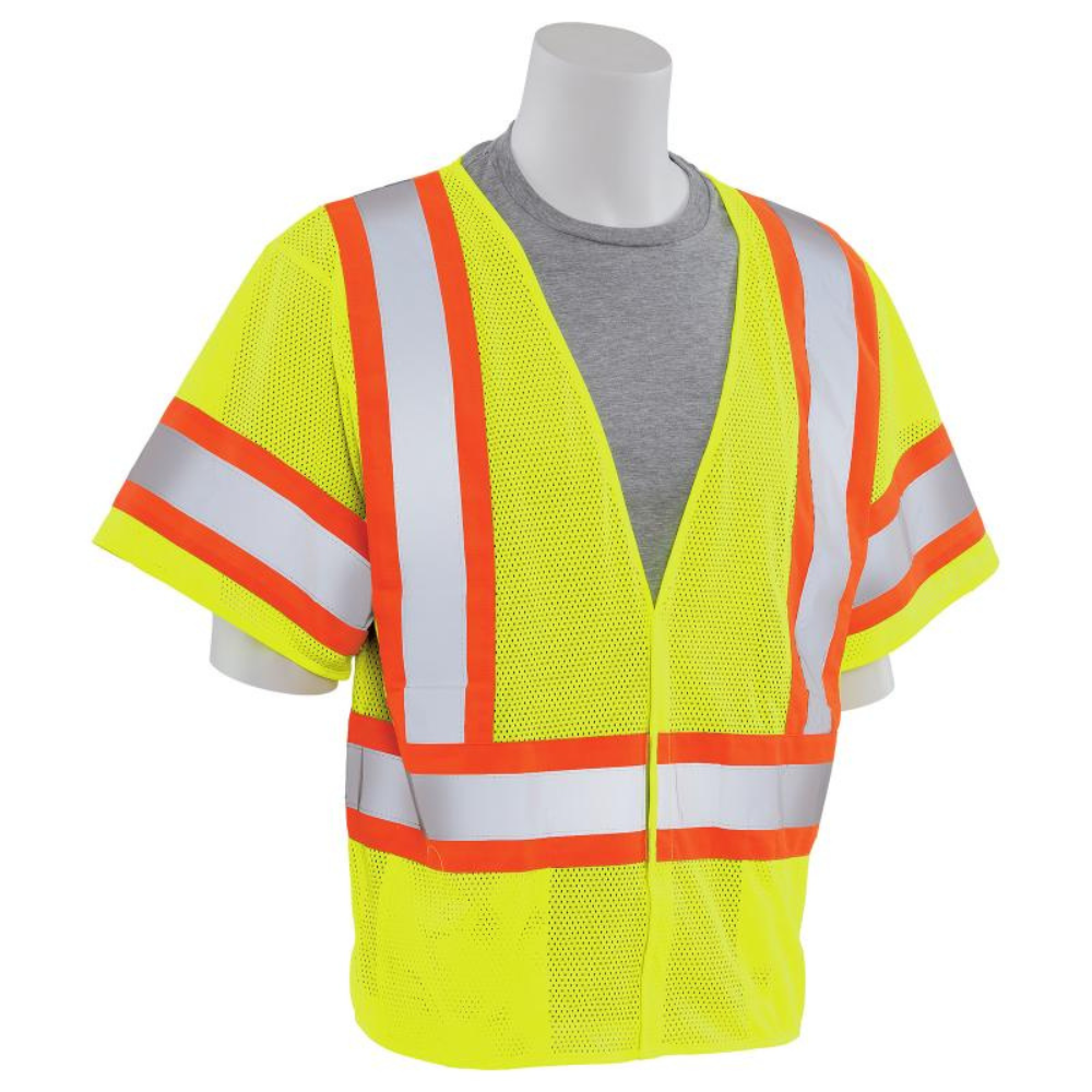 ERB Safety S682P Class 3 Contrasting Trim Mesh Vest (Lime)