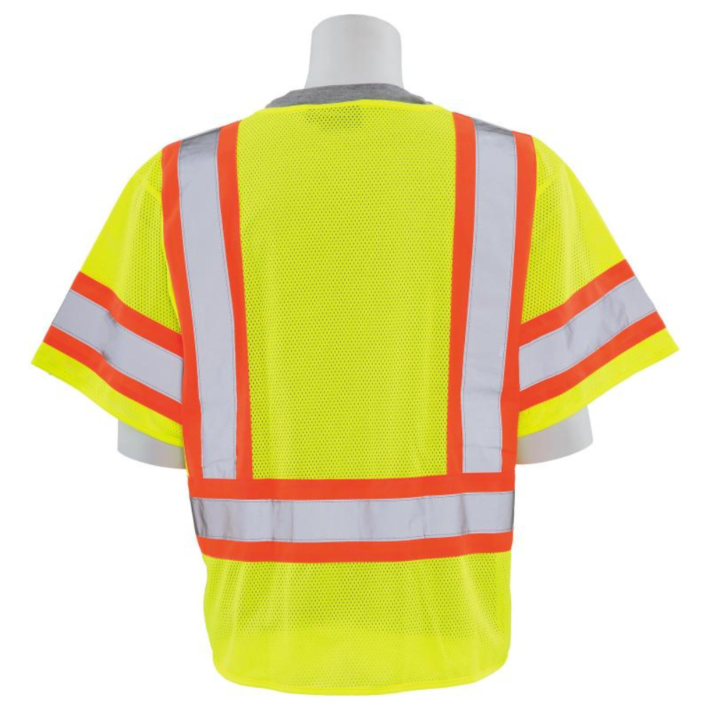 ERB Safety S682P Class 3 Contrasting Trim Mesh Vest (Lime)