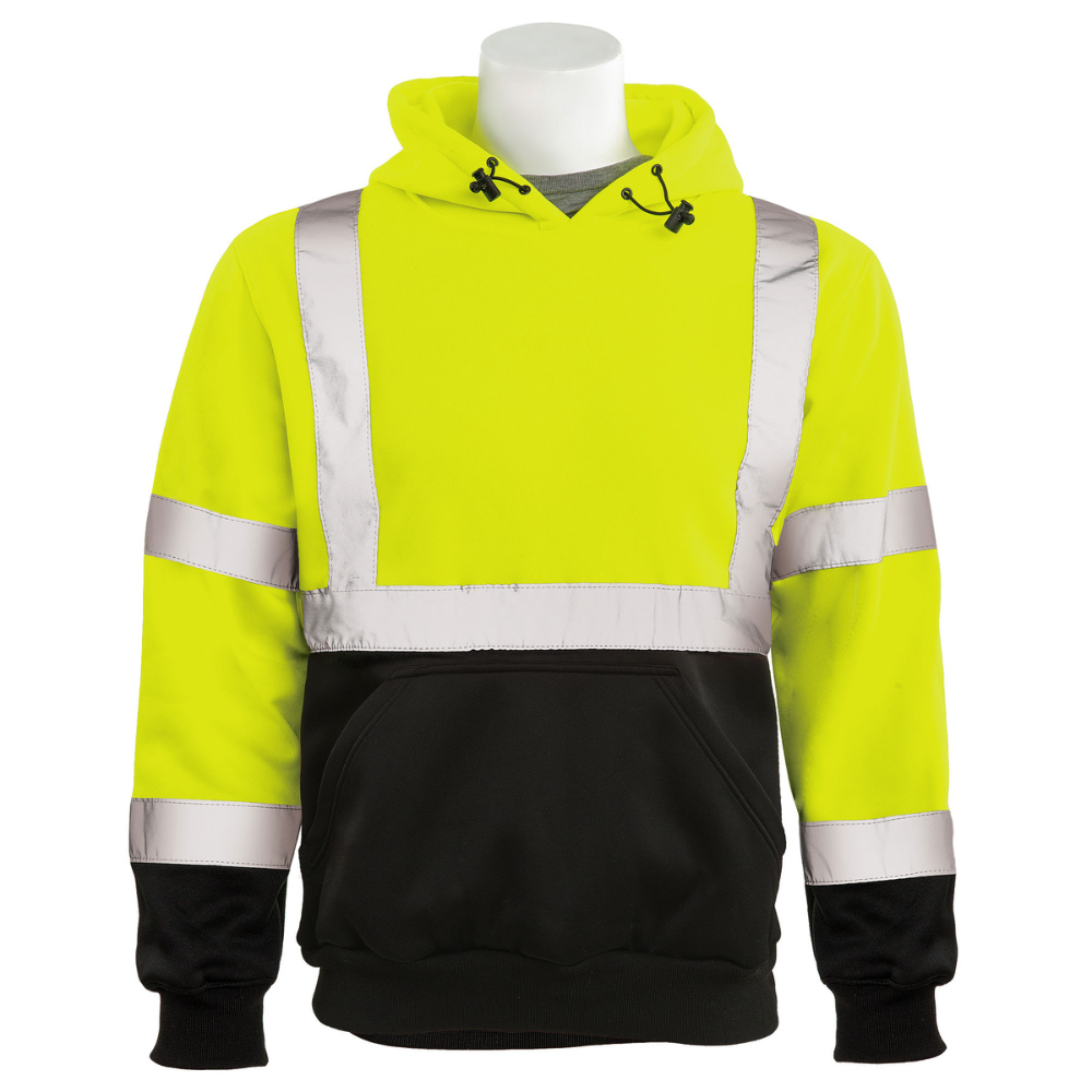 ERB Safety W376B Pullover Hoodie Black Bottom Sweatshirt (Lime)