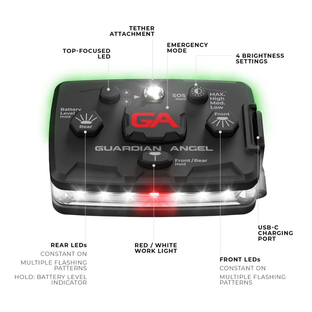 Guardian Angel Elite Series Safety Light (White/Green) ELT-W/G