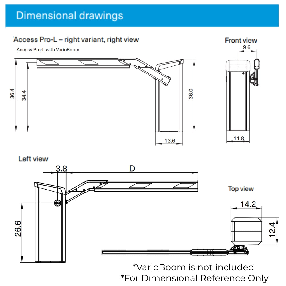 Magnetic Autocontrol Access Barrier Pro-L Right Hand No Boom/Flange
