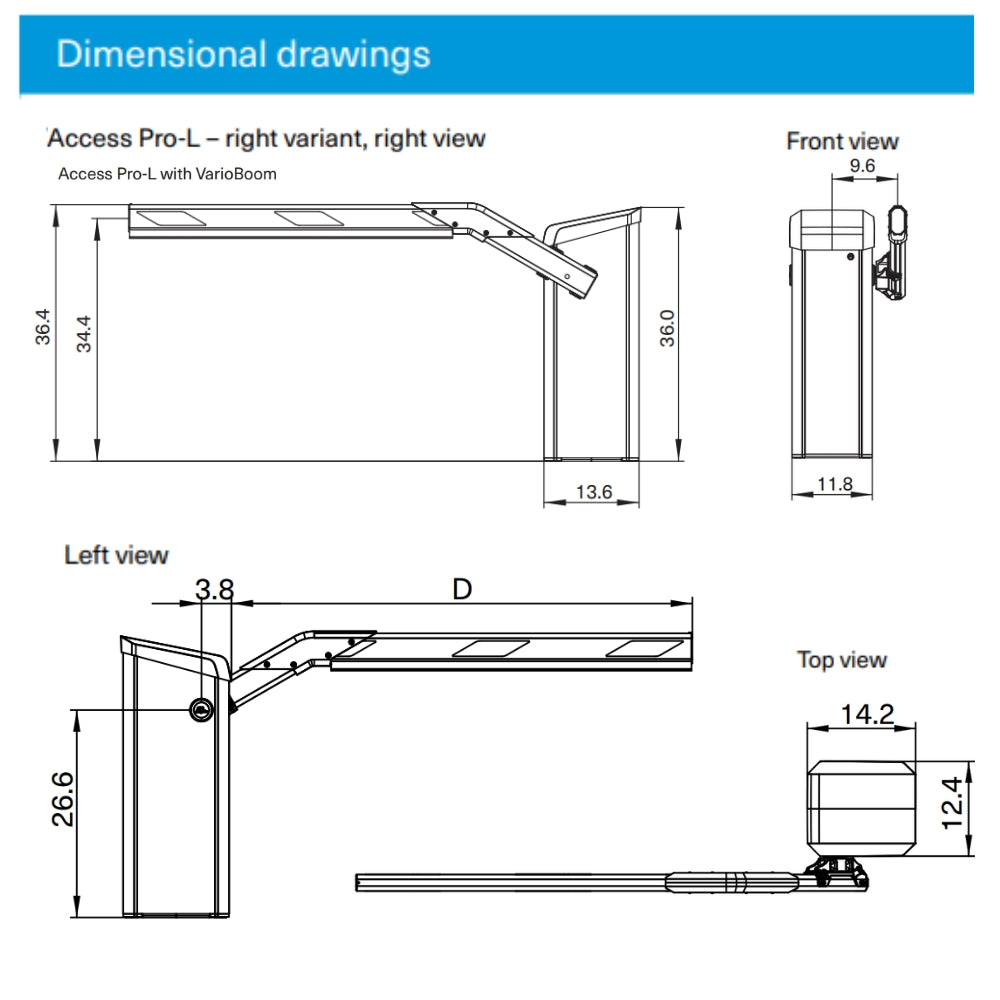 Magnetic Autocontrol Access Barrier Pro-L with VarioBoom 20ft. Passage