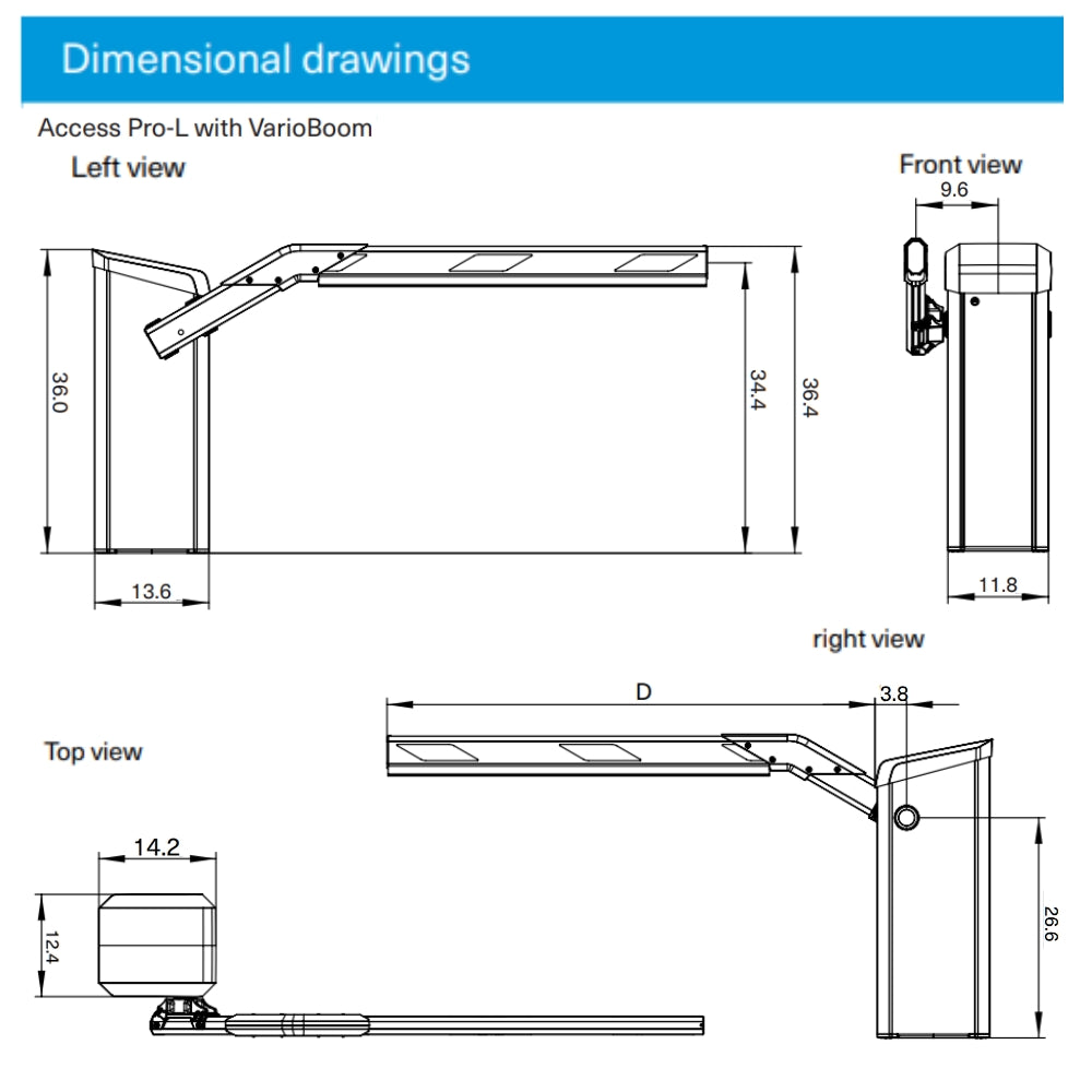 Magnetic Autocontrol Access Pro-L Left-Hand Barrier Gate with 20' VarioBoom Arm | All Security Equipment