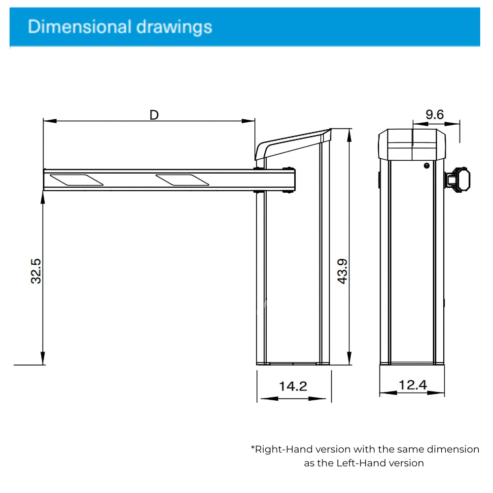 Magnetic Autocontrol Access Solar Left-Hand Barrier Gate with 12' MicroBoom Arm | All Security Equipment