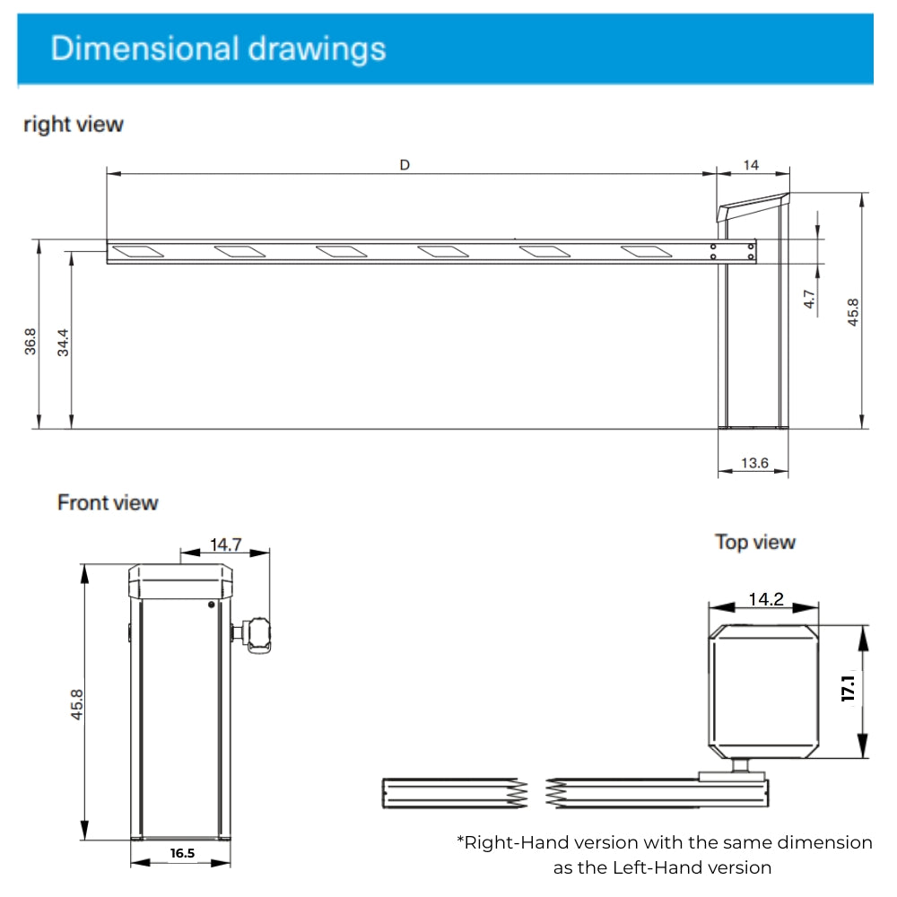 Magnetic Autocontrol Access XL2 Left-Hand Barrier Gate with 28' MicroBoom XL | All Security Equipment