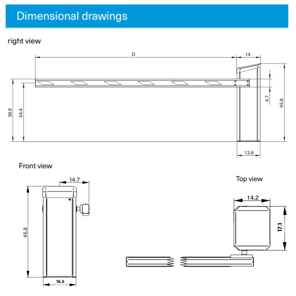 Magnetic Autocontrol Access XXL Right-Hand Barrier Gate with 20' MicroBoom XL | All Security Equipment