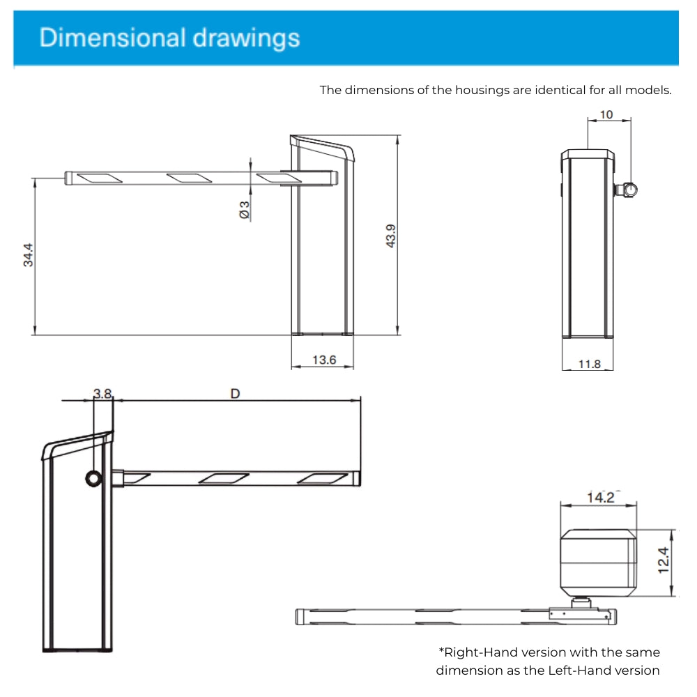 Magnetic Autocontrol Toll Pro Left-Hand Barrier Gate with 10' Round Swing-Away MicroBoom | All Security Equipment
