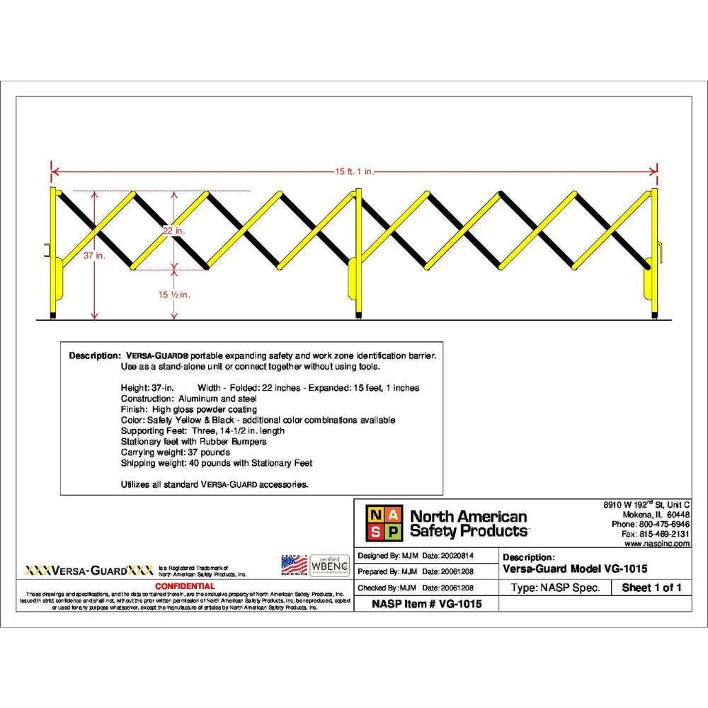 NASP Versa-Guard VG6015 Portable Expandable Barricade - 2