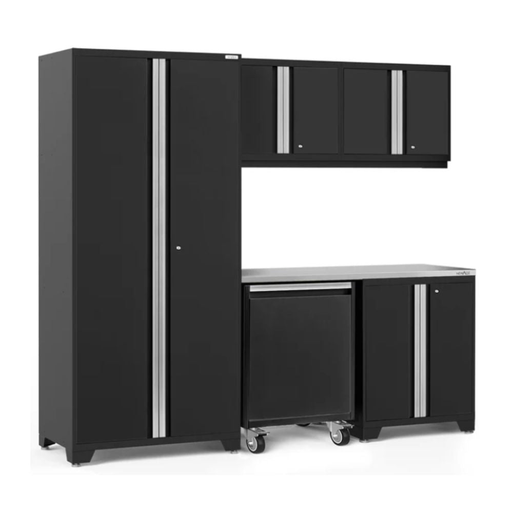 NewAge Products Pro Series 6 Piece Cabinet Set Black Frame/Black Door