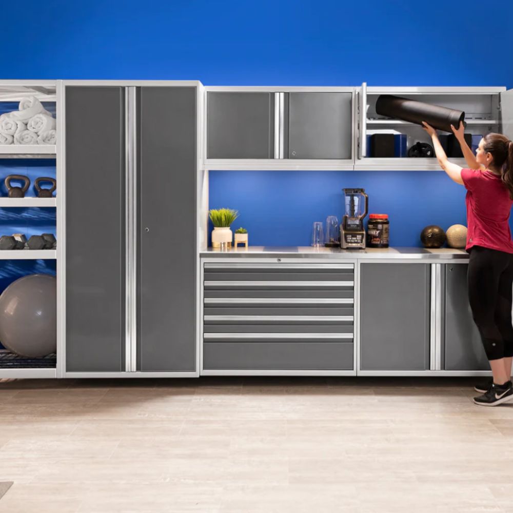 NewAge Pro Series 6pc Cabinet Set Platinum Base, Locker & Utility Cart