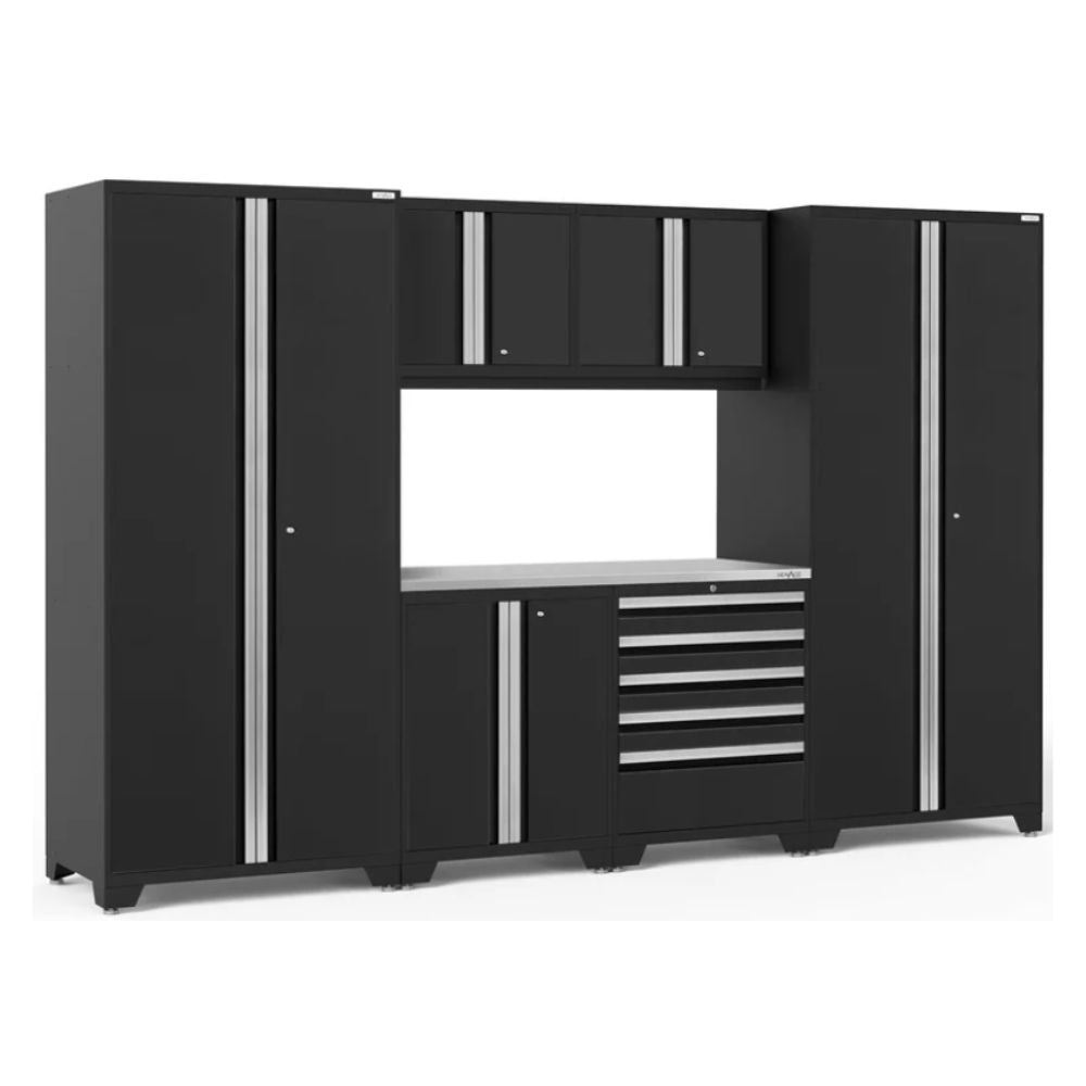 NewAge Pro Series 7 Piece Cabinet Set (Black Frame with Black Door)