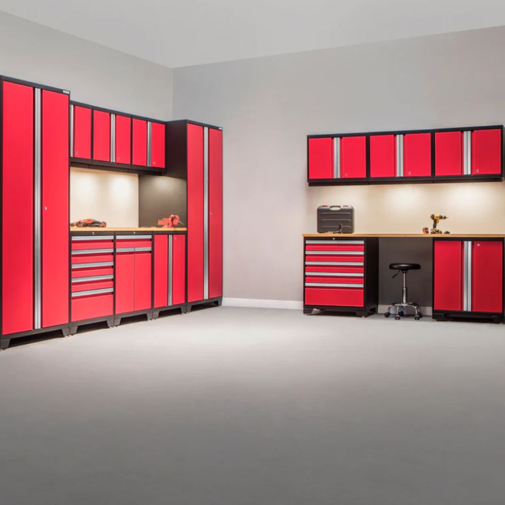 NewAge Pro Series 7 Piece Cabinet Set (Black Frame with Red Door)