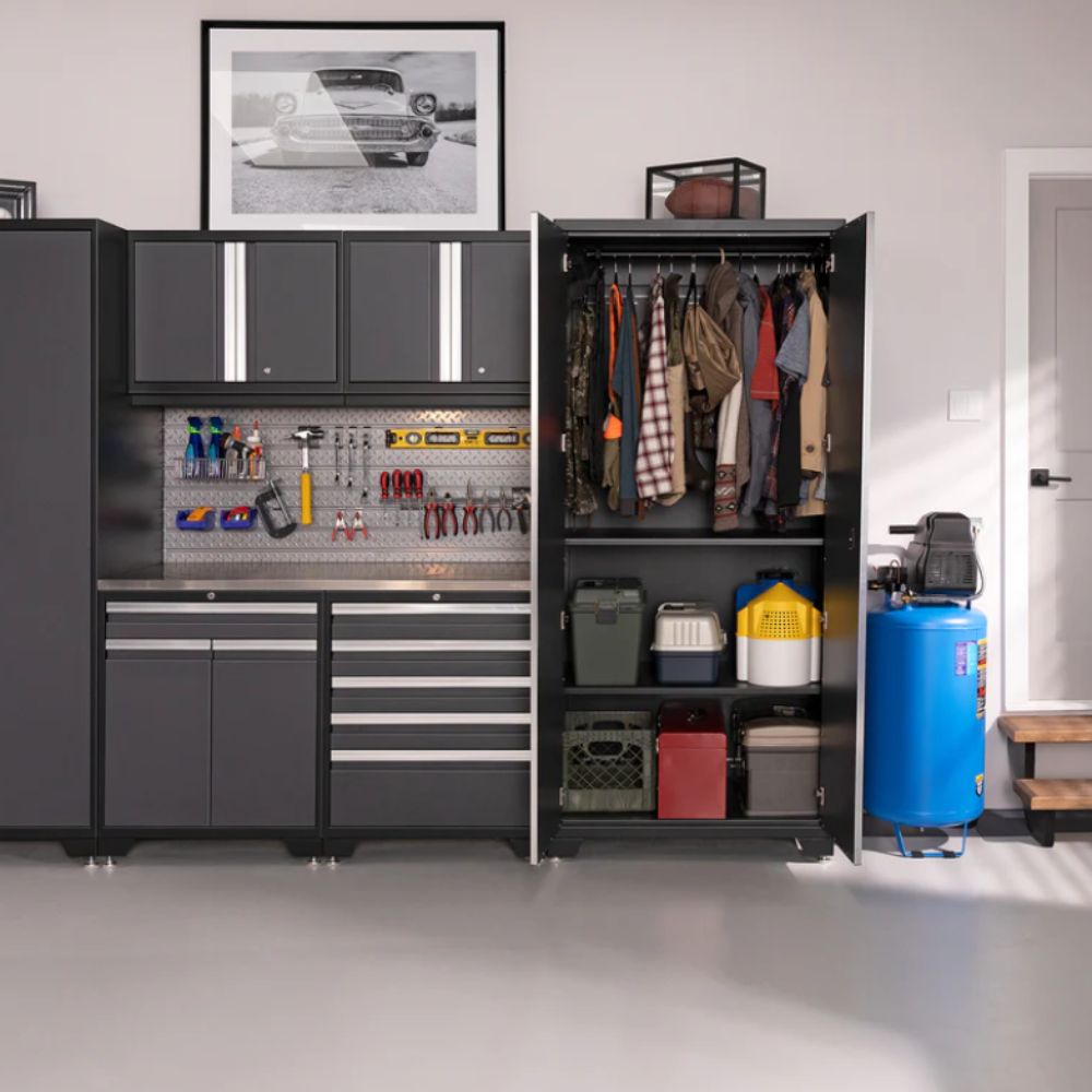NewAge Pro Series 7 Piece Cabinet Set (White Frame with Platinum Door)