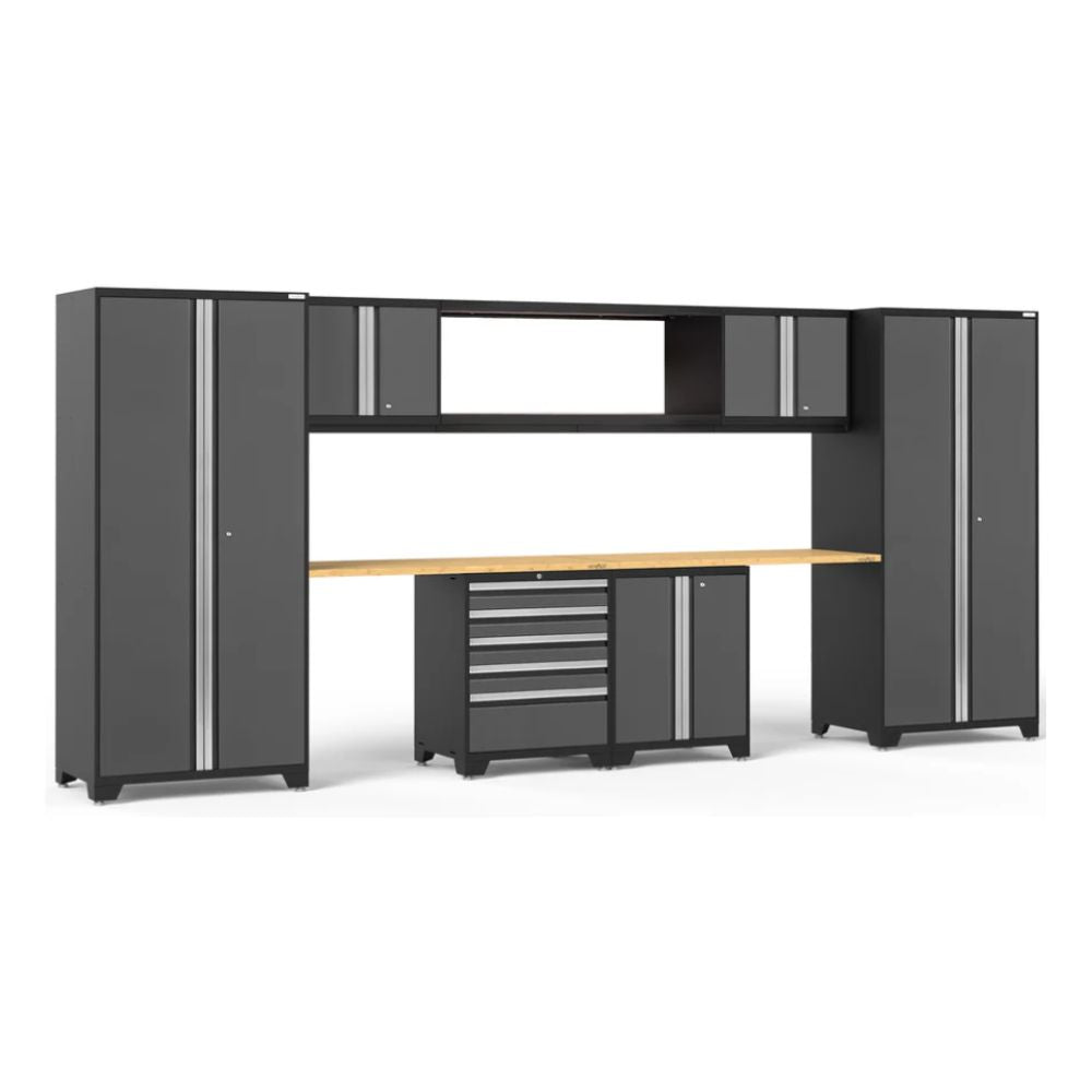 NewAge Products Pro Series 9 Piece Cabinet Set Black Frame/Gray Door