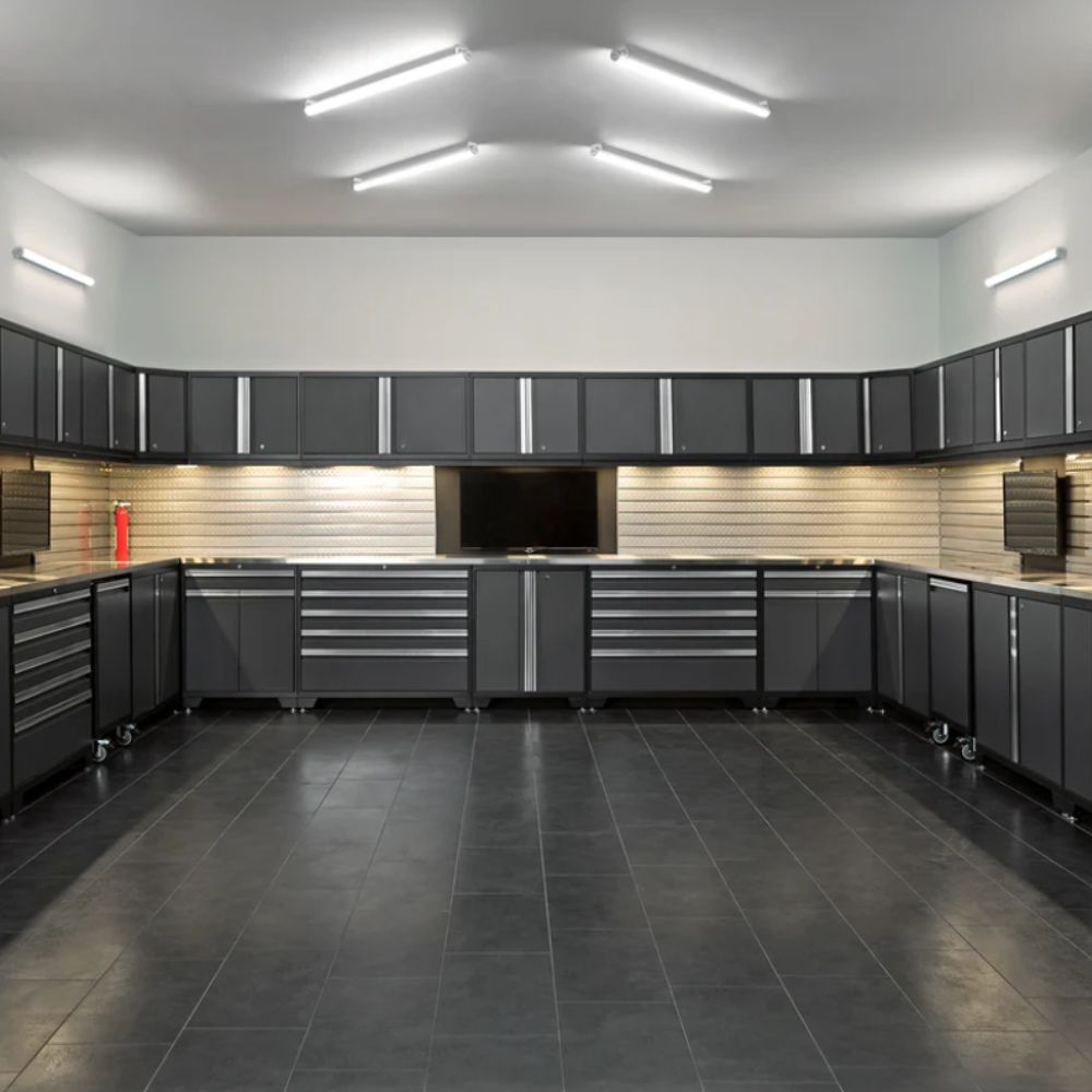 NewAge Products Pro Series 9 Piece Cabinet Set Black Frame/Gray Door