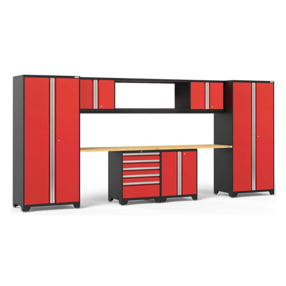 NewAge Products Pro Series 9 Piece Cabinet Set - Black Frame/Red Door