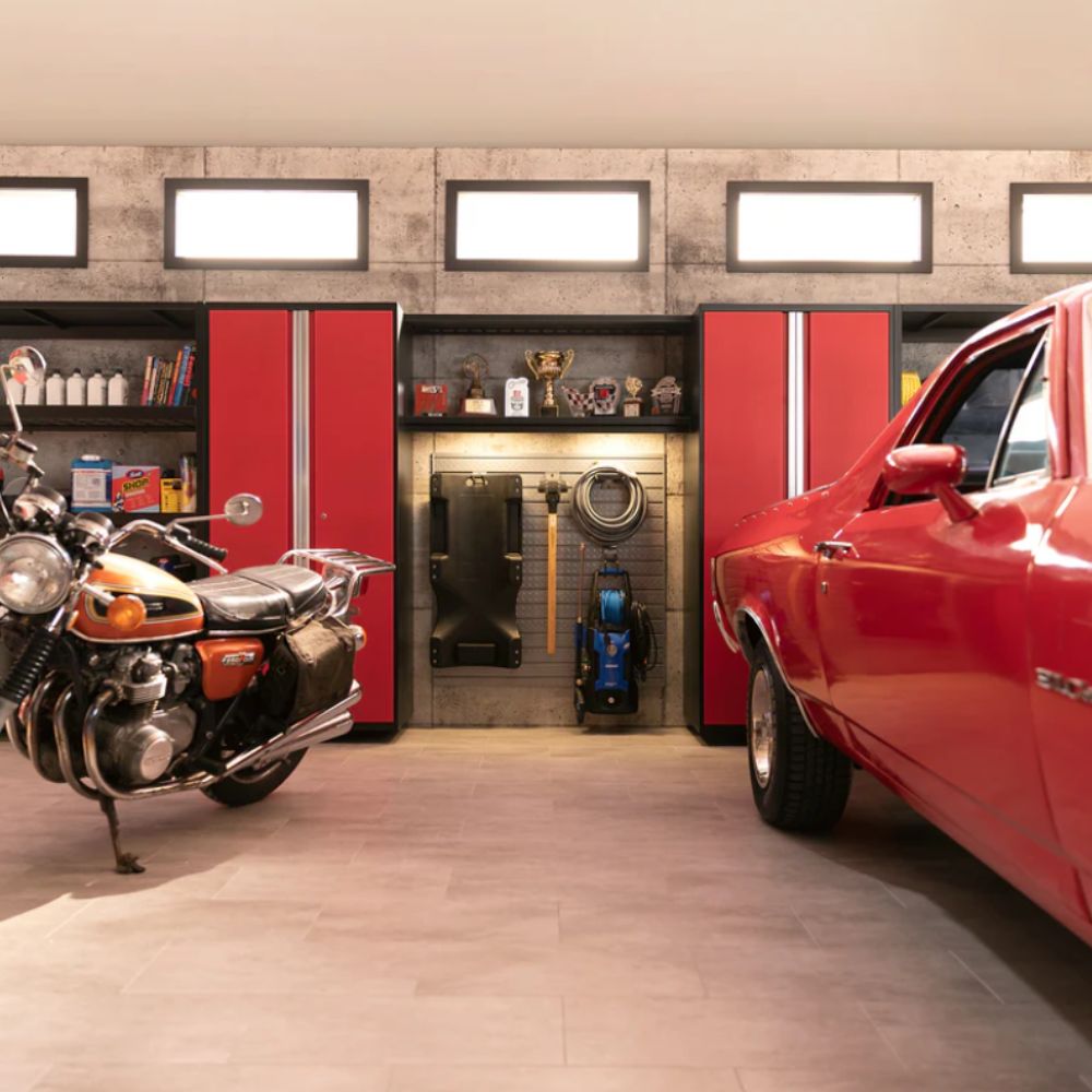 NewAge Products Pro Series 9 Piece Cabinet Set - Black Frame/Red Door