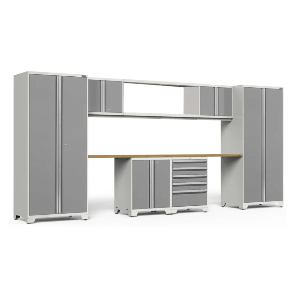 NewAge Products Pro Series 9pc. Cabinet Set White Frame/Platinum Door
