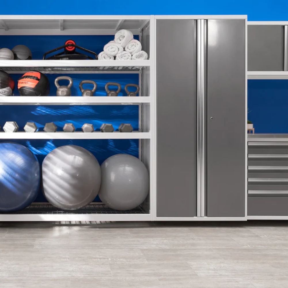 NewAge Products Pro Series 9pc. Cabinet Set White Frame/Platinum Door