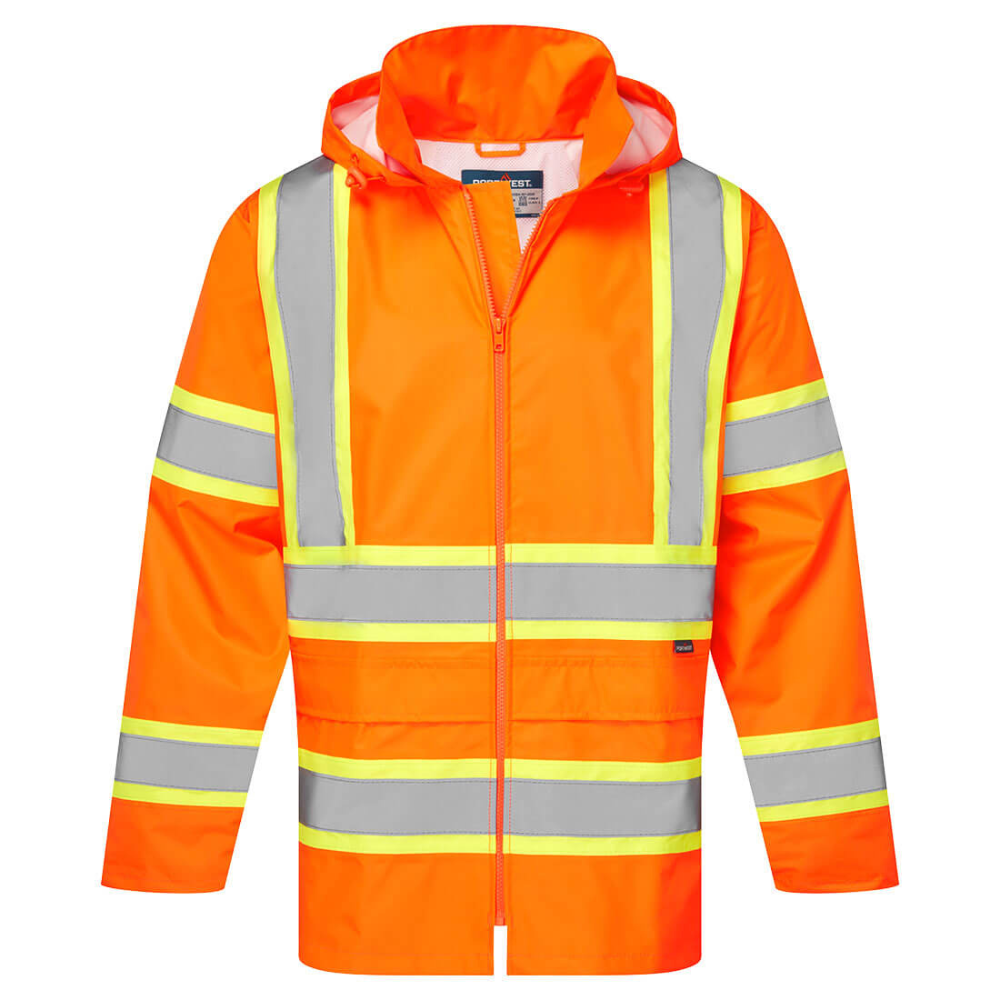 Safety orange rain jacket hot sale