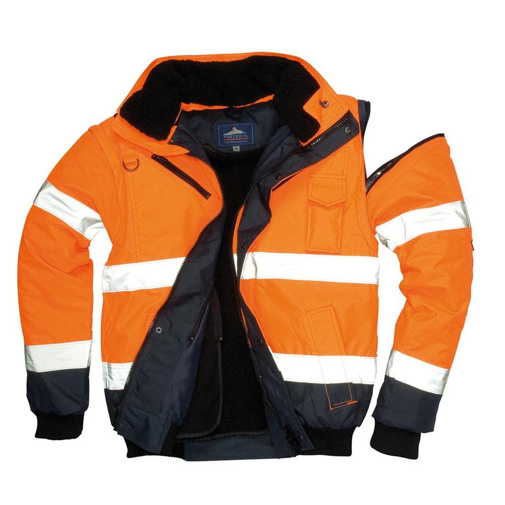 Portwest UC465 - Hi-Vis Contrast Bomber Jacket (Orange/Navy)
