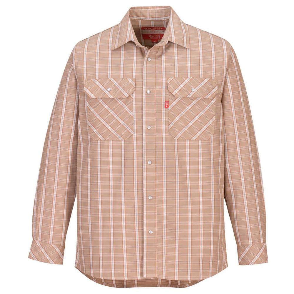 Portwest UFR97 - Bizflame 88/12 FR Plaid Shirt (Khaki)