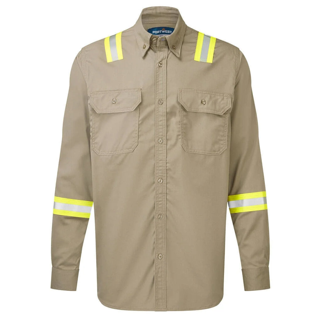 Portwest FR706 - Bizflame 88/12 FR Taped Shirt (Khaki) | ASE
