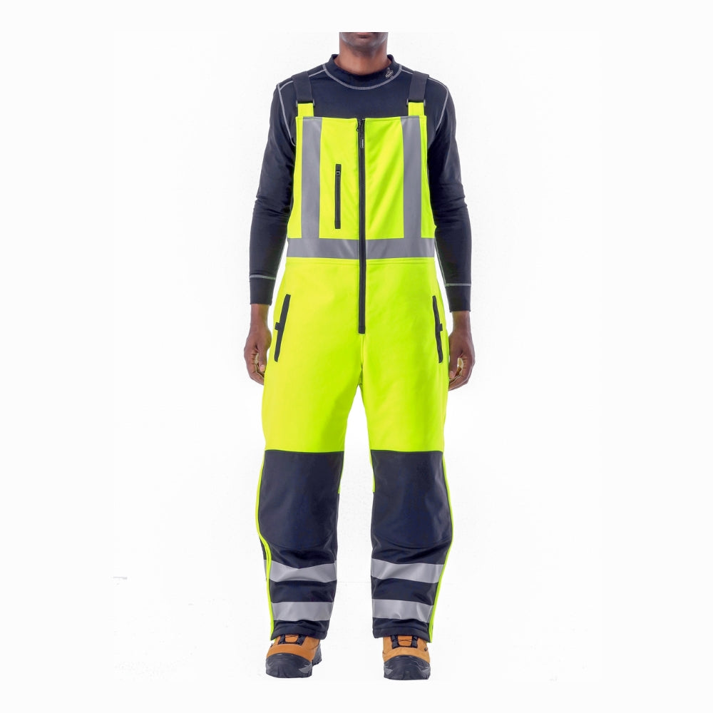 RefrigiWear HiVis Insulated Softshell High Bib Overalls (Black Lime) | All Security Equipment