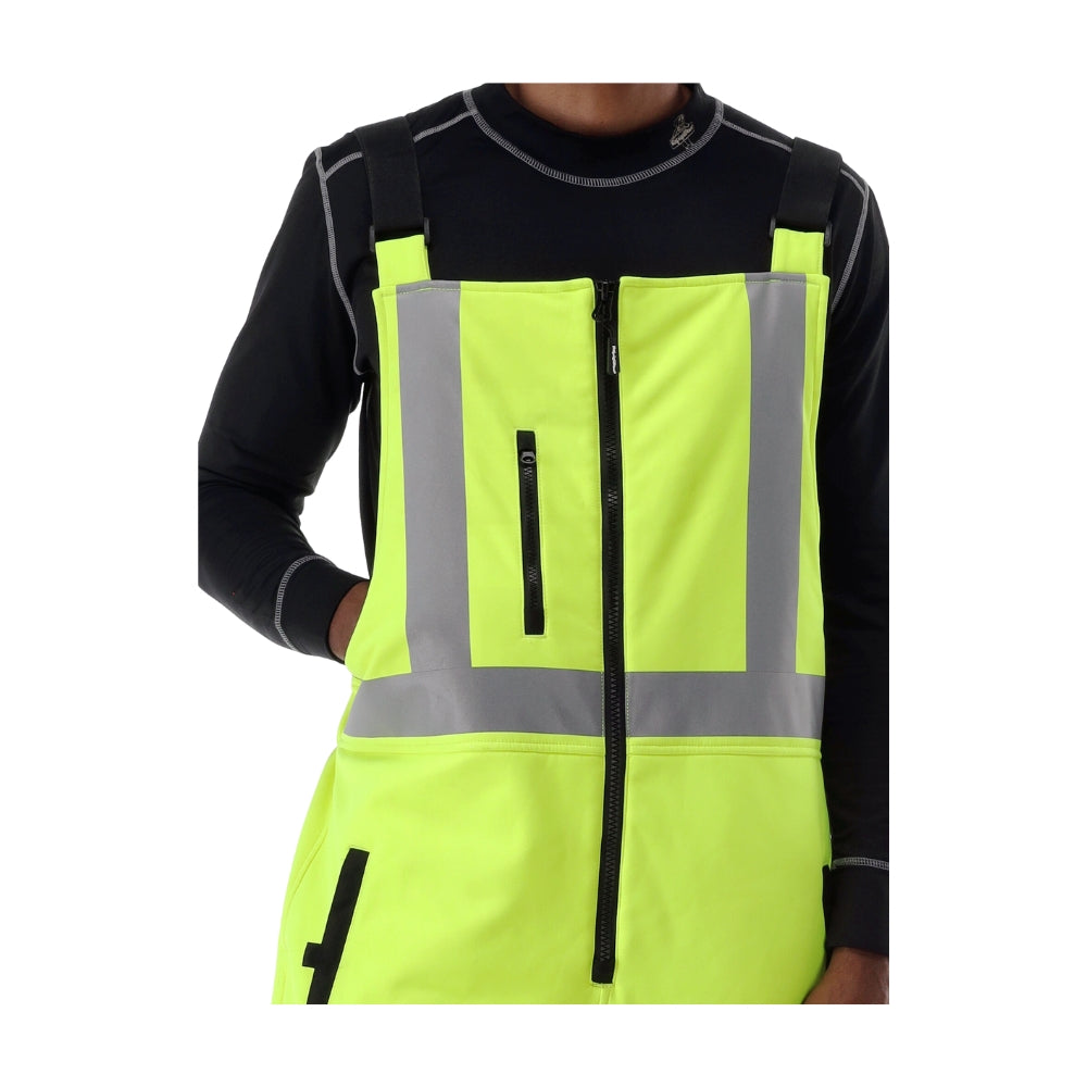 RefrigiWear HiVis Insulated Softshell High Bib Overalls (Black Lime) | All Security Equipment