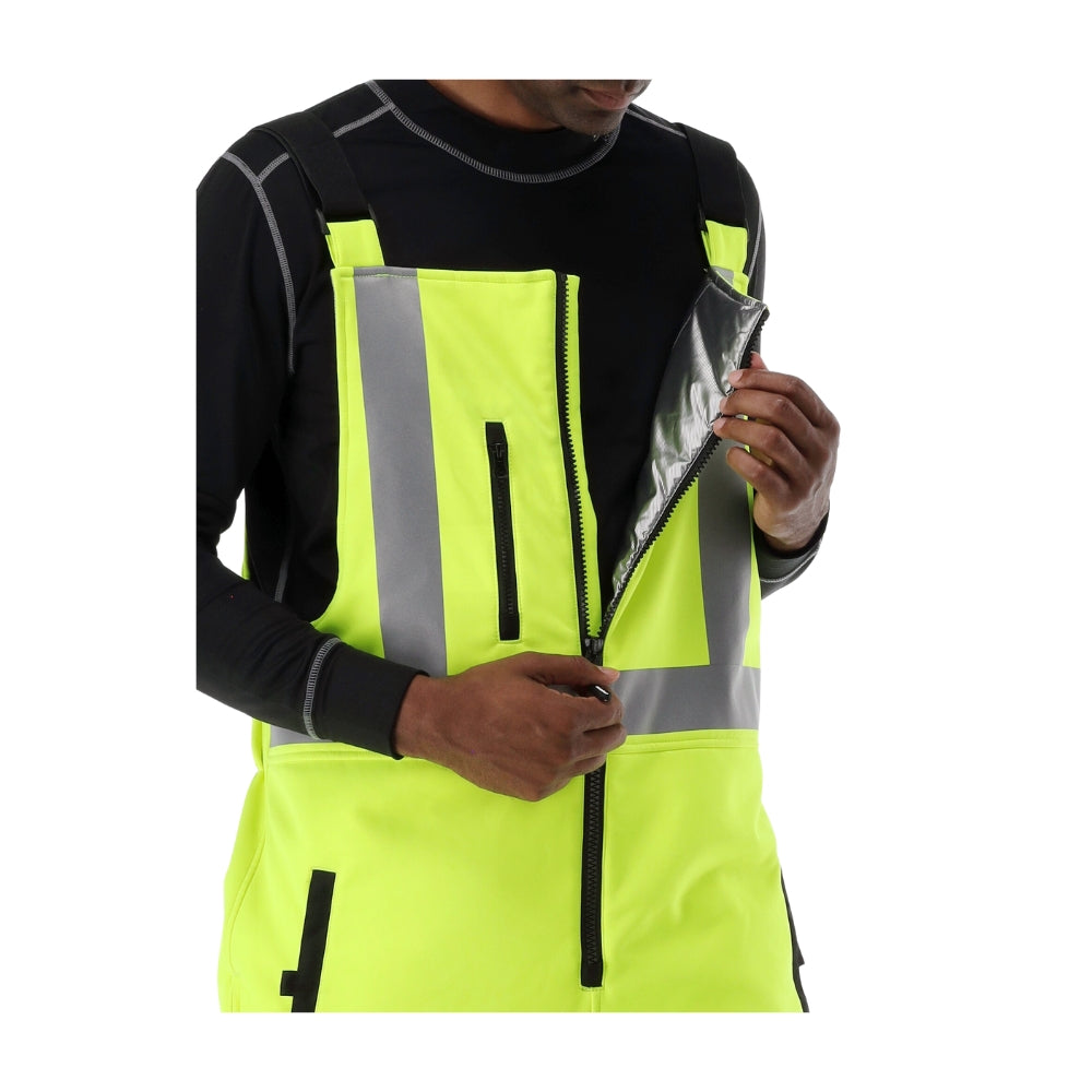 RefrigiWear HiVis Insulated Softshell High Bib Overalls (Black Lime) | All Security Equipment