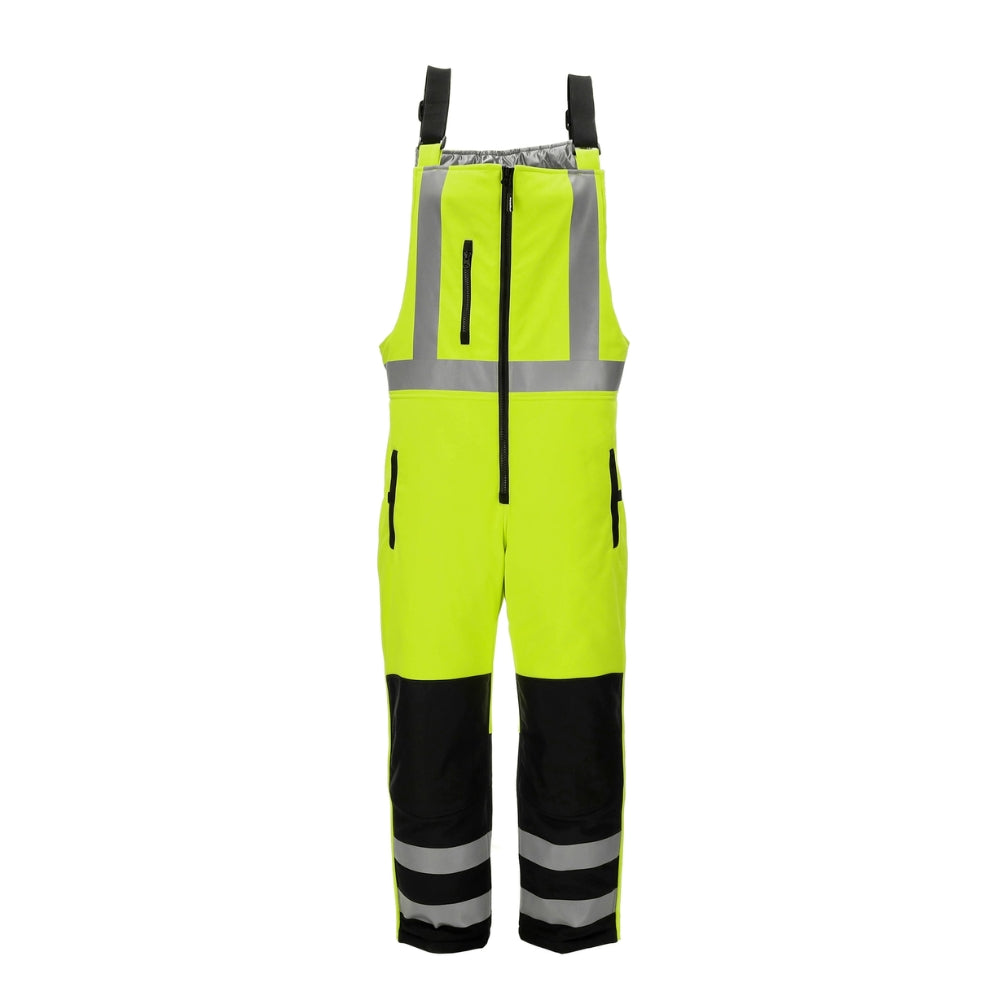 RefrigiWear HiVis Insulated Softshell High Bib Overalls (Black Lime) | All Security Equipment