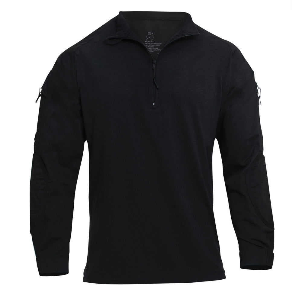 Rothco 1/4 Zip Tactical Airsoft Combat Shirt (Black) - 1