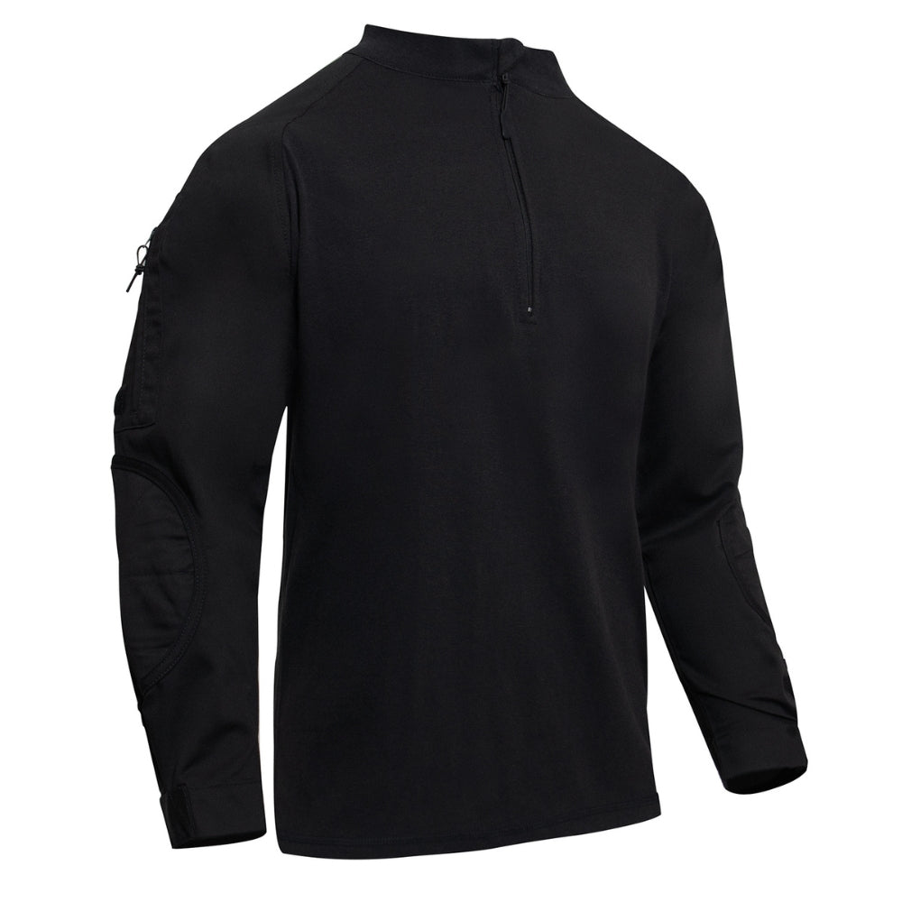 Rothco 1/4 Zip Tactical Airsoft Combat Shirt (Black) - 2