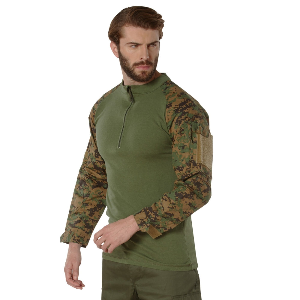 Rothco 1/4 Zip Tactical Airsoft Combat Shirt (Woodland Digital Camo) - 2