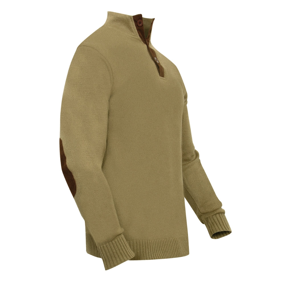 Rothco 3-Button Sweater With Suede Accents (Khaki)