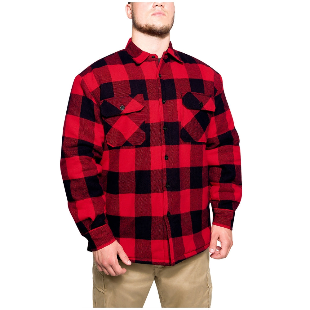 トップス RHC- Buffalo Plaid Shirt Jacket Rothco Buffalo Plaid Quilted Lined Jacket - Red