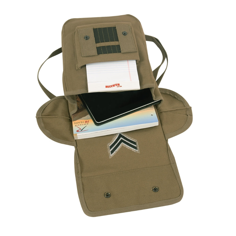 Rothco Canvas Map Case Shoulder Bag With Military Patches 613902879607 - 2