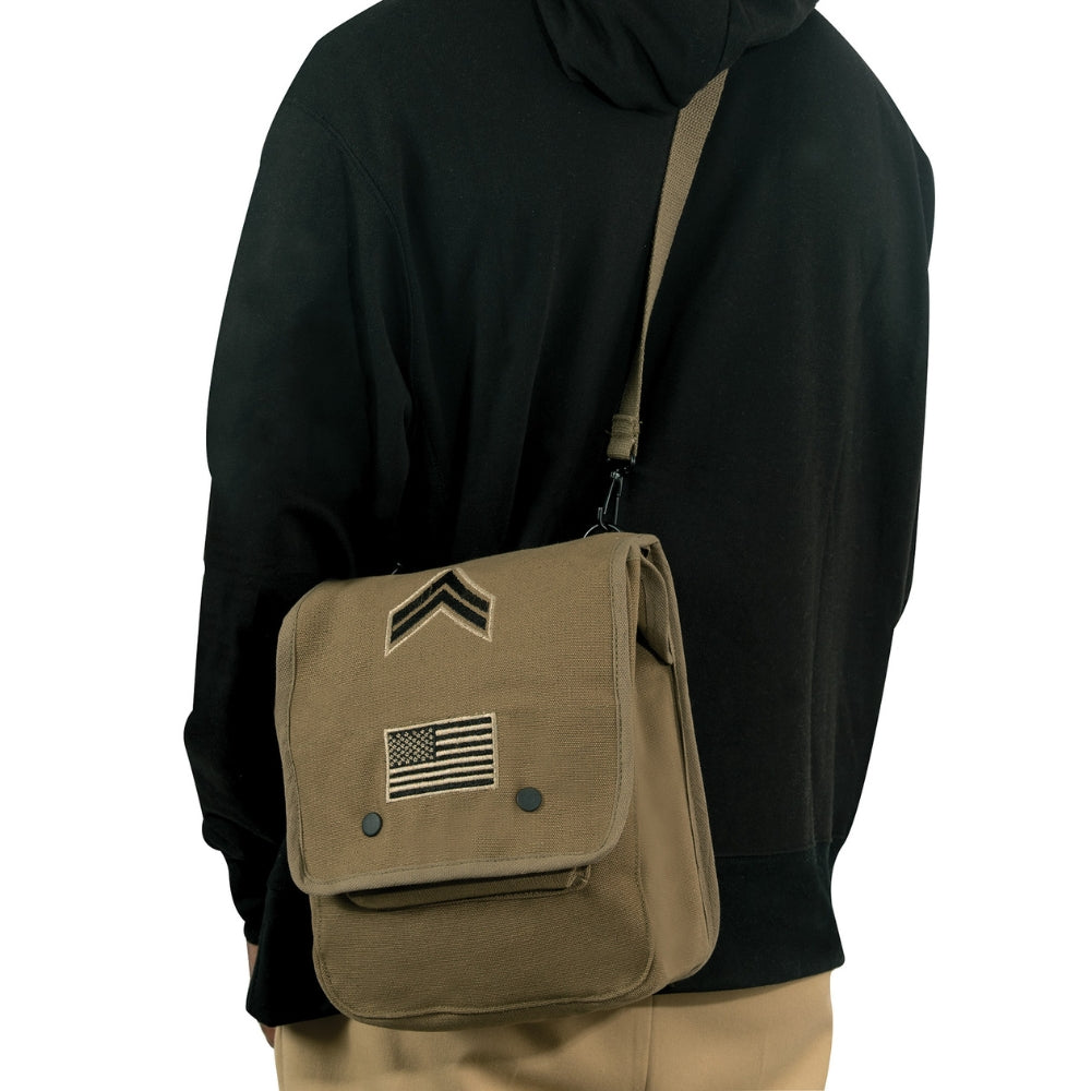 Rothco Canvas Map Case Shoulder Bag With Military Patches 613902879607 - 4