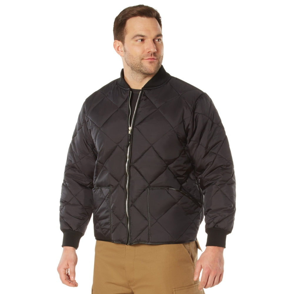 Rothco Diamond Nylon Quilted Flight Jacket (Black) - 2