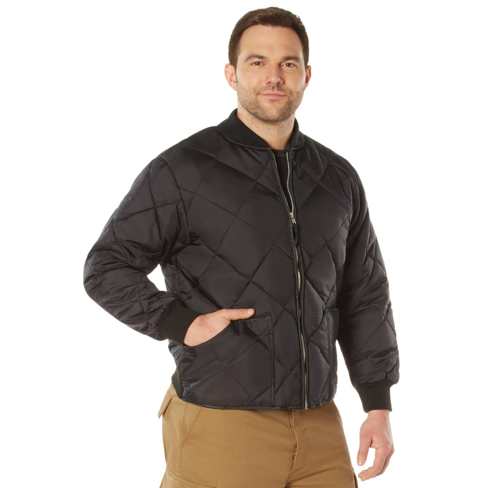Rothco Diamond Nylon Quilted Flight Jacket (Black) - 3